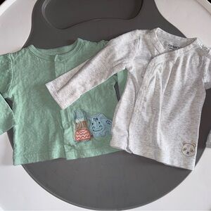 Carter's Green and Gray Button Down Snap Shirts, Hippo, Bear, Wild & Cute